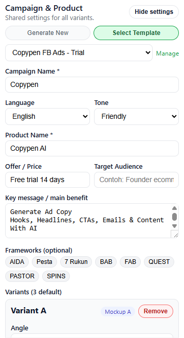 Ads A/B Test Frameworks Selection